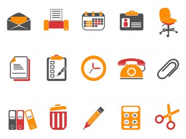 Turuncu ofis ve belgeleri Icons set
