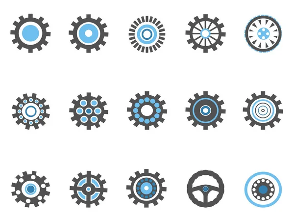 Blaue Zahnräder und Zahnrad-Symbole gesetzt — Stockvektor