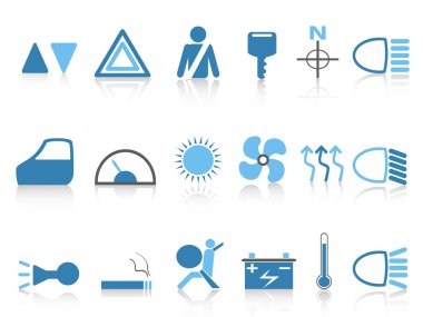 mavi araba Pano Icons set