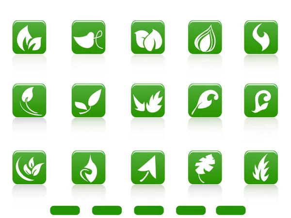Green abstract leaves icon buttons — Stock Vector