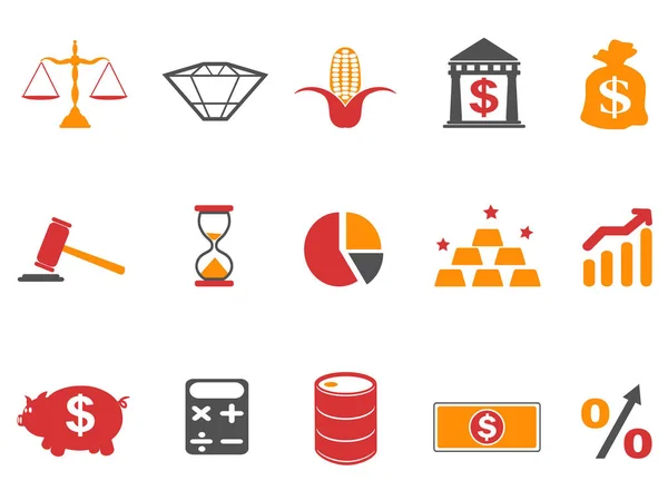 Orange color investment icons set — Stock Vector
