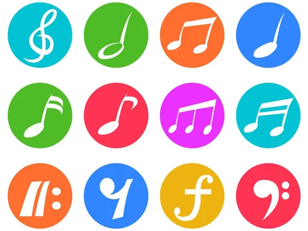 Colorful freehead music note icon buttons set — Stock Vector