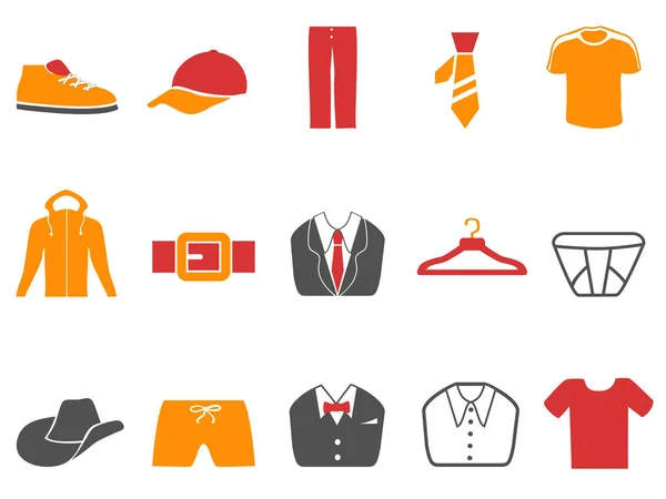 Oranje rode kleur serie mannen mode iconen set — Stockvector