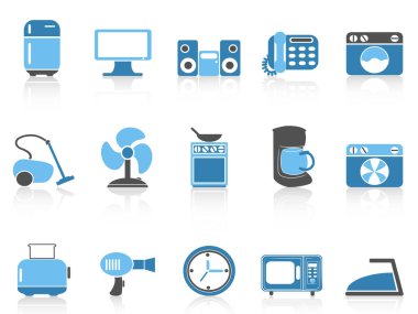 mavi renk serisi ev aygıtları Icon set