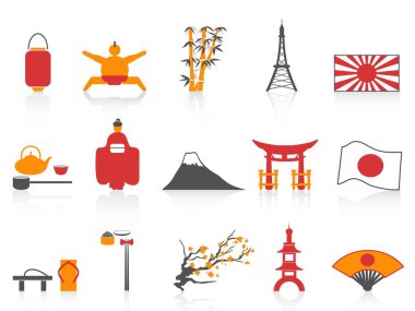 turuncu kırmızı renk serisi Japon Icons set