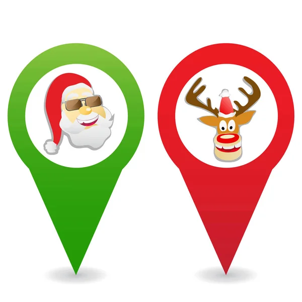 Χριστούγεννα χάρτη pin εικόνες, κινούμενα σχέδια — Διανυσματικό Αρχείο