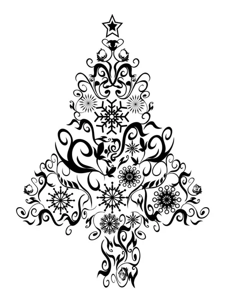 Black decor xmas tree — Stock Vector