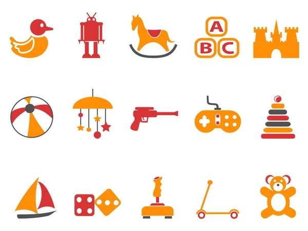 Conjunto de ícones de brinquedo de cor laranja e vermelha — Vetor de Stock