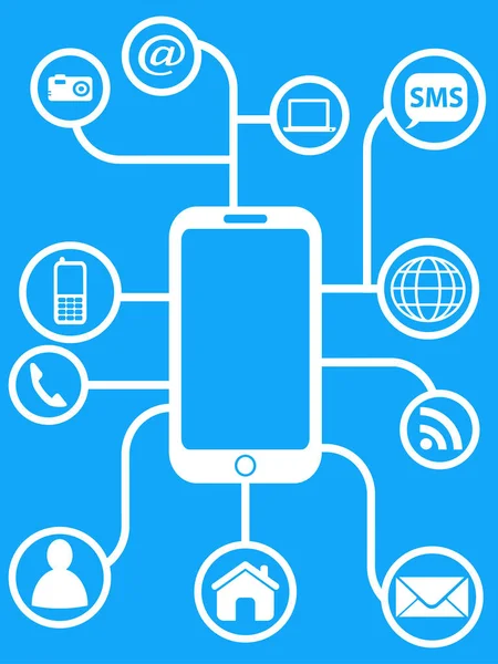 Sfondo di rete smart phone blu — Vettoriale Stock