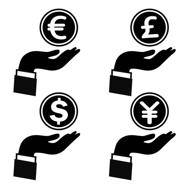 Icône argent à la main — Image vectorielle