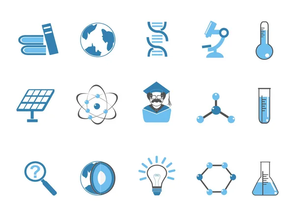 Blue color science icons set — Stock Vector