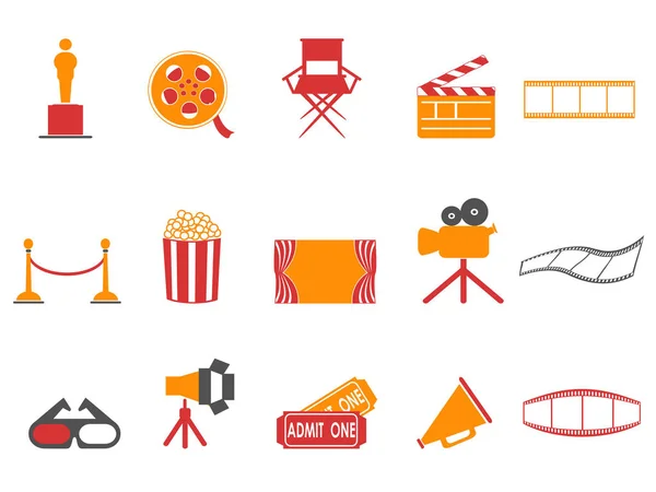 Turuncu ve kırmızı renk serisi Filmler Icons set — Stok Vektör