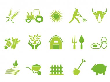 yeşil renk çiftlik Icon set