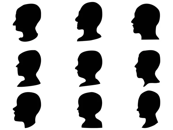 Man head profile set — Stock Vector