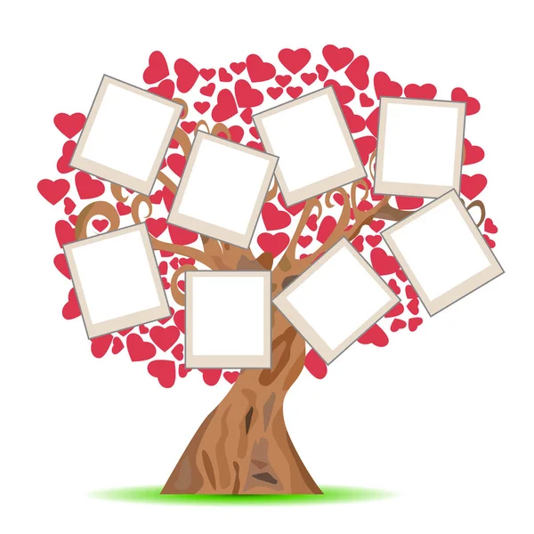 Resim çerçeveleri ile kalp ağacı — Stok Vektör