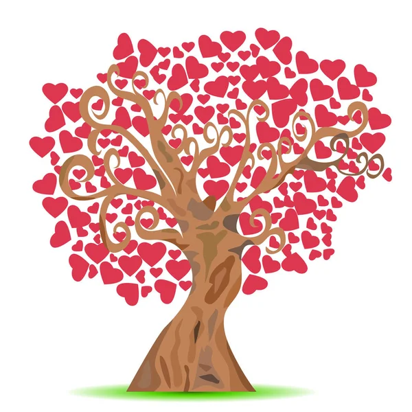 Cartoon red heart tree — Stock Vector