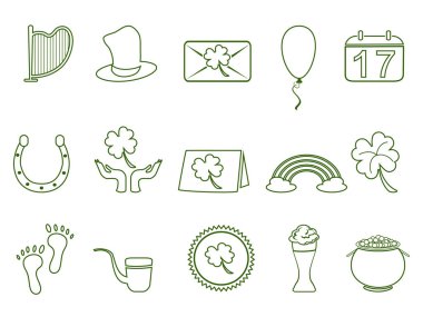 Yeşil st patrick's day anahat simgesini ayarla