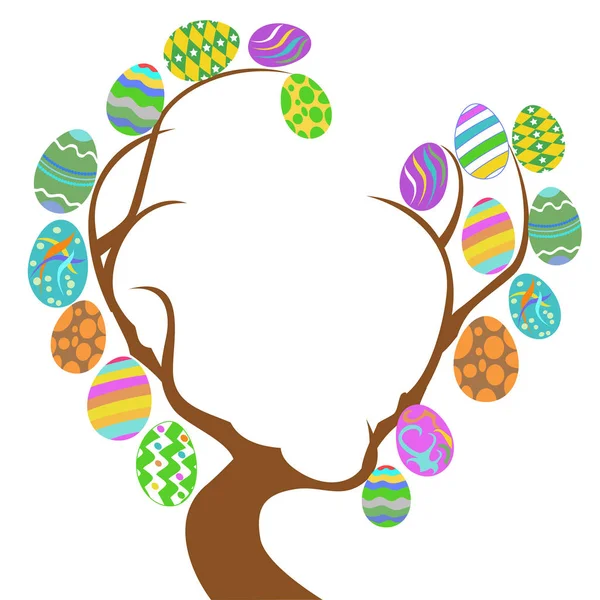 Easter eggs tree with copy space — Stock Vector