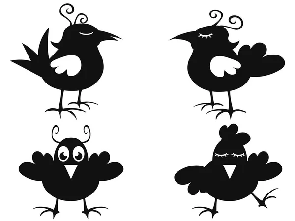 Drôle d'icône oiseau noir — Image vectorielle