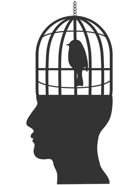 Human head with bird cage — Stock Vector