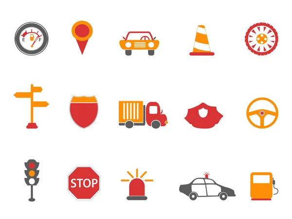 Cor laranja e vermelho ícones de tráfego conjunto —  Vetores de Stock