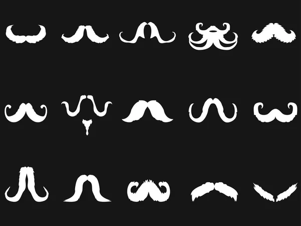 Conjunto de iconos de bigote blanco — Vector de stock