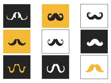 Kıvırcık bıyık kare düğme Icons set