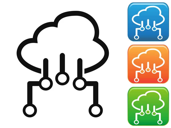 Cloud network connection button icons set — Stock Vector