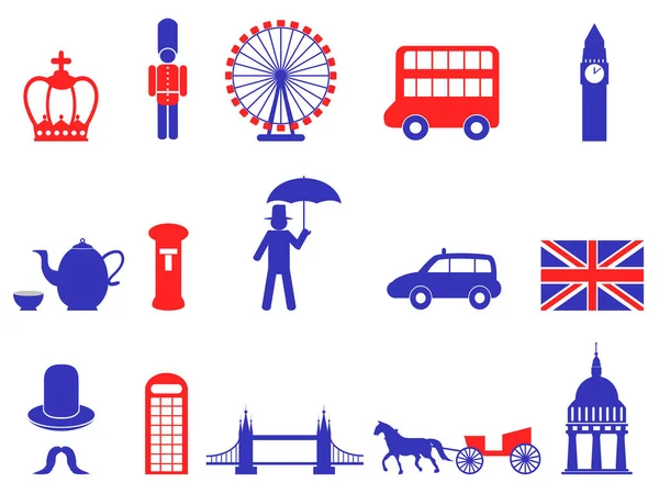 Spojené království Anglie britské ikony set, vektor, barva — Stockový vektor