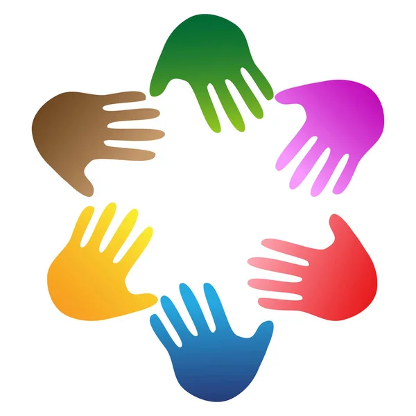 Color manos alrededor del logotipo — Vector de stock