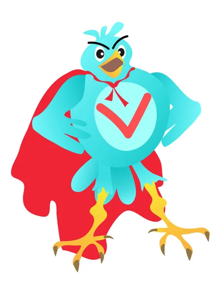 Desenhos animados azuis super pássaro — Vetor de Stock