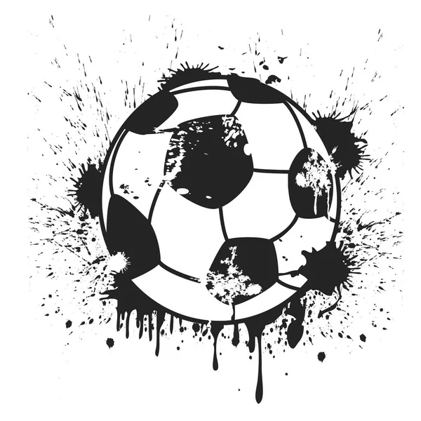 Ballon Football Noir Grungy Isolé Fond Blanc — Image vectorielle