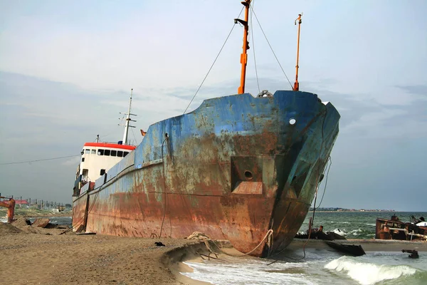 Gecrashte Schip Nabij State Odessa Oekraïne Rechtenvrije Stockafbeeldingen