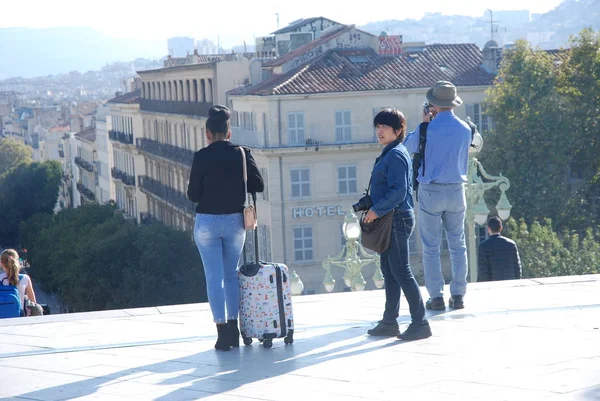 Marseilles France Octobre 2018 Voyageurs Devant Gare Saint Charles Marseille — Photo