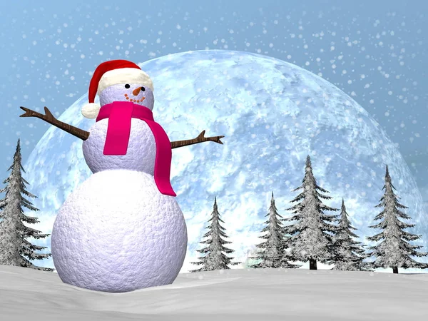 Snowman - 3d render — Zdjęcie stockowe