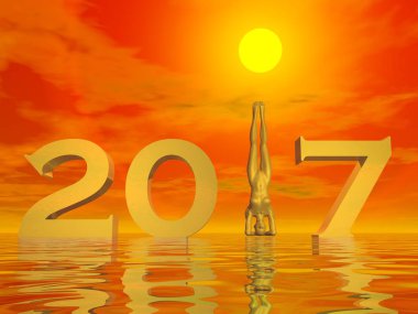 Zen mutlu yeni yıl 2017 - 3d render