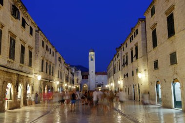 Dubrovnik stradun veya placa ana cadde, South Dalmatia bölge, Hırvatistan, hdr