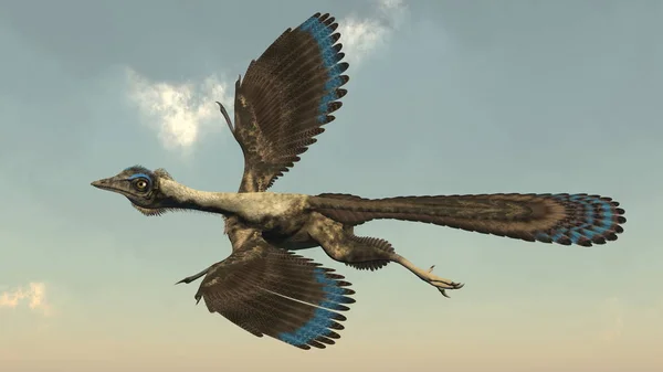 Archaeopteryx birds dinosaurs flying - 3D render — Stock Photo, Image