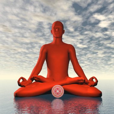 Red muladhara or root chakra meditation - 3D render clipart