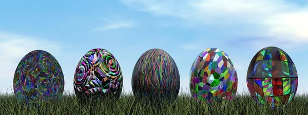 Colorful eggs for easter - 3D render — Stock Photo, Image