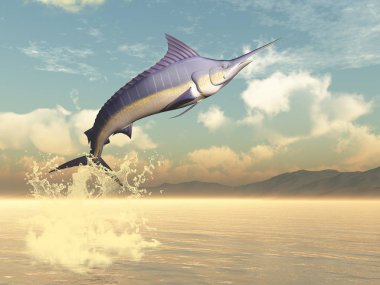 Marlin balığı - 3d render atlamak