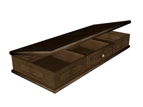 Большой винтажный деревянный ящик - 3D рендеринг — стоковое фото