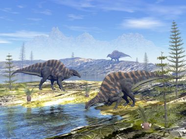 Ouranosaurus dinozorlar - 3d render