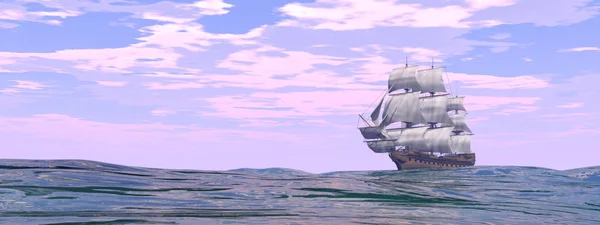 Velho navio mercante - renderização 3D — Fotografia de Stock