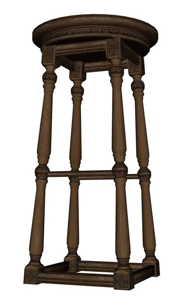 Винтажный высокий деревянный стул - 3D рендеринг — стоковое фото