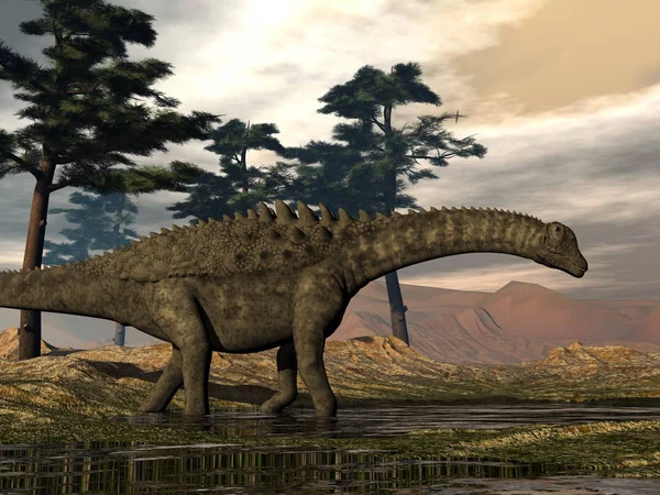 Ampelosaurus dinozor - 3d render — Stok fotoğraf