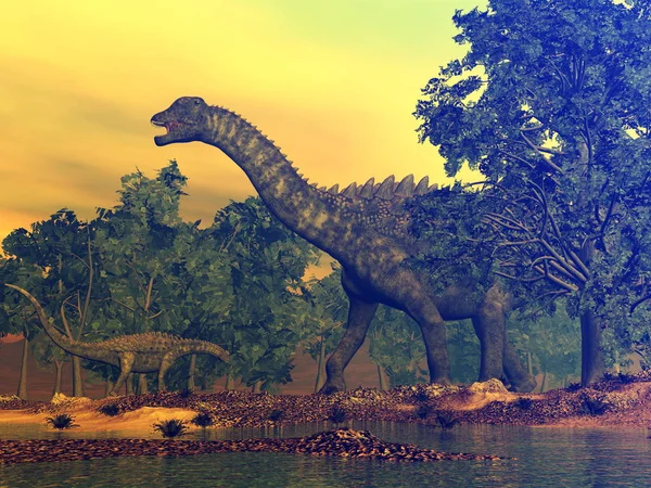 Dinosaurios de Ampelosaurus - 3D render — Foto de Stock