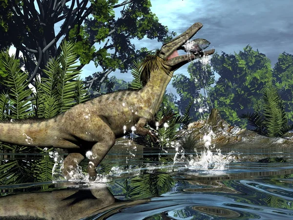 Pêche austroraptor dinosaure - rendu 3D — Photo