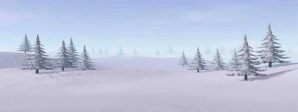 Zimowy krajobraz w górach - 3d renderowania — Zdjęcie stockowe