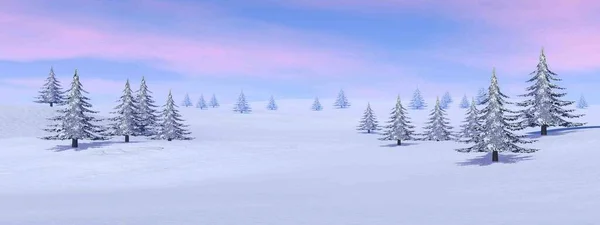 Winter landscape in the mountain - 3D render — Stock Photo, Image